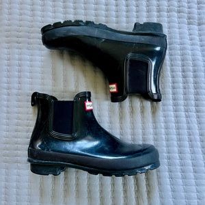 Hunter Rain Black Short Rain Boots Gloss